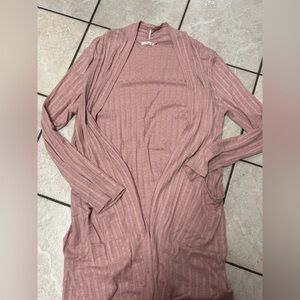 Pink Ribbed Women's Cardigan